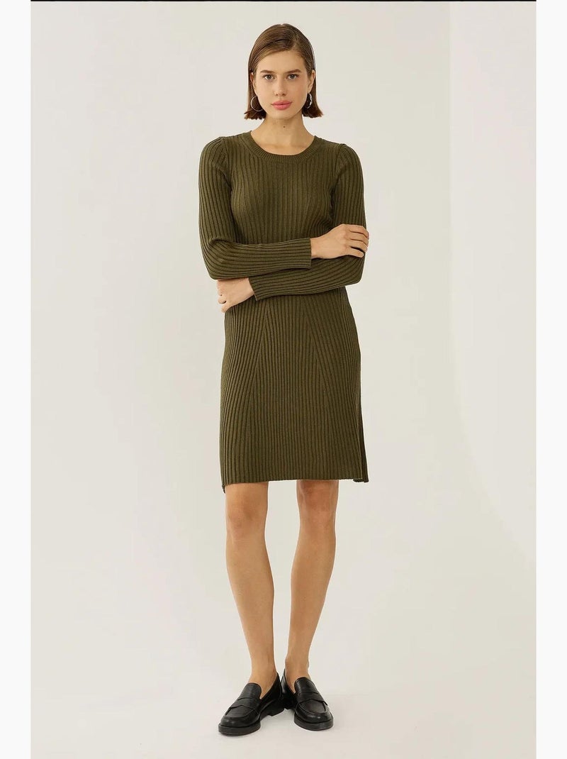 Robe en tricot à col rond hiccup Kaki - Kiabi