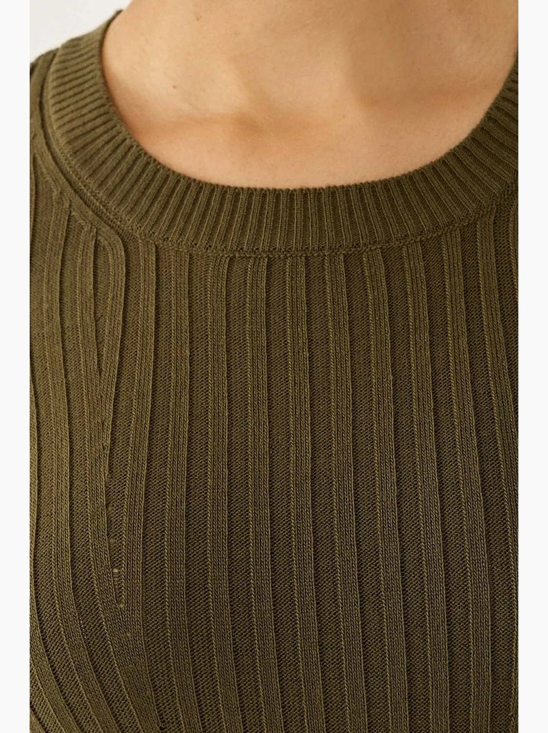 Robe en tricot à col rond hiccup Kaki - Kiabi