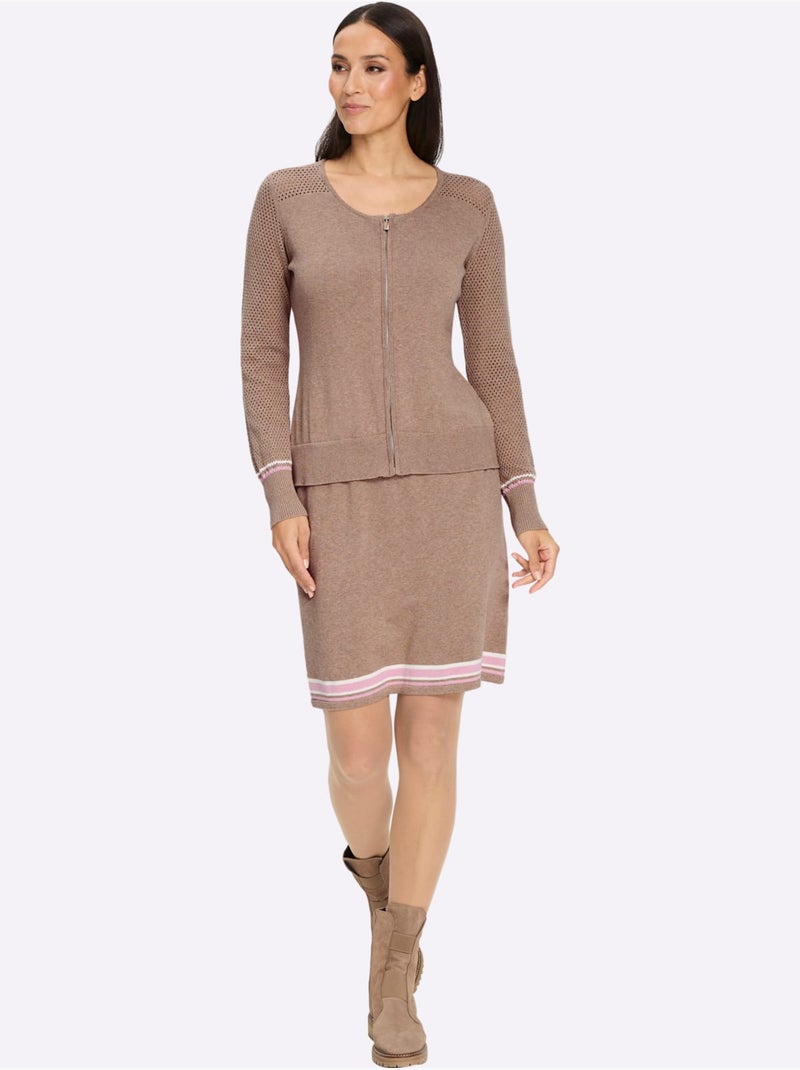 Robe en tricot aspect 2 en 1 tendance - taille standard - helline Beige/Rose - Kiabi
