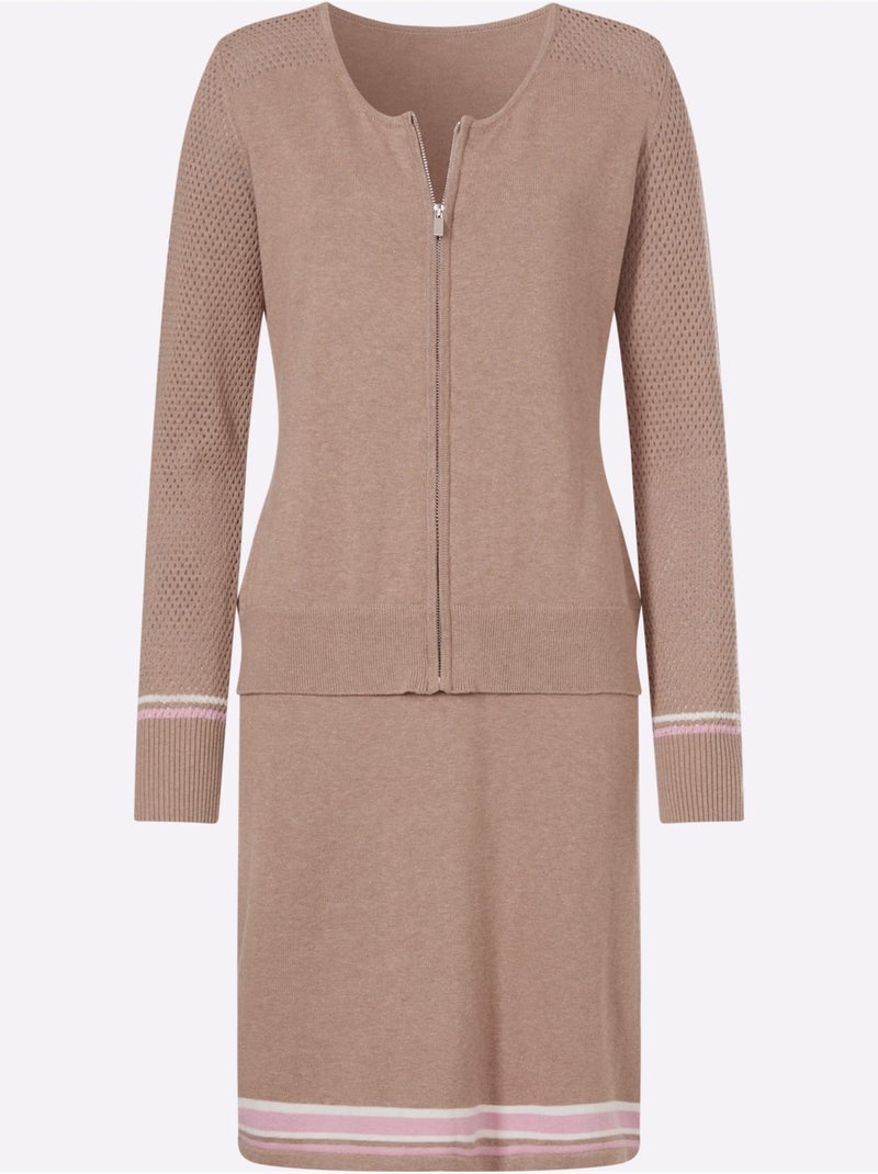 Robe en tricot aspect 2 en 1 tendance - taille standard - helline Beige/Rose - Kiabi