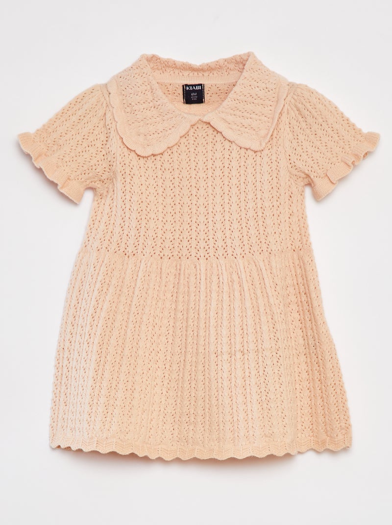 Robe en tricot avec col claudine BEIGE - Kiabi