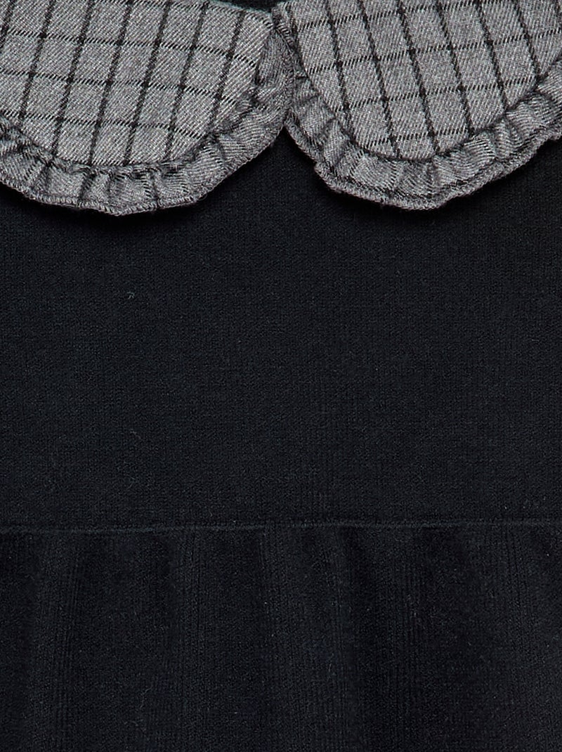 Robe en tricot avec col claudine Noir - Kiabi