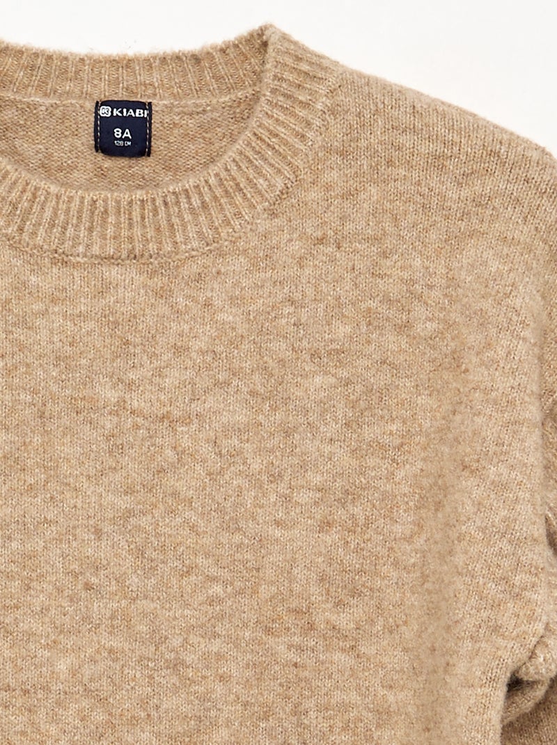 Robe en tricot avec épaules volantées Beige - Kiabi