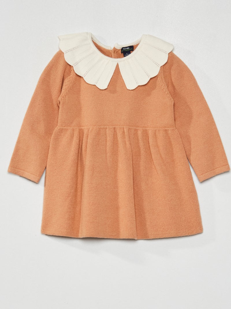 Robe en tricot col claudine Rose - Kiabi