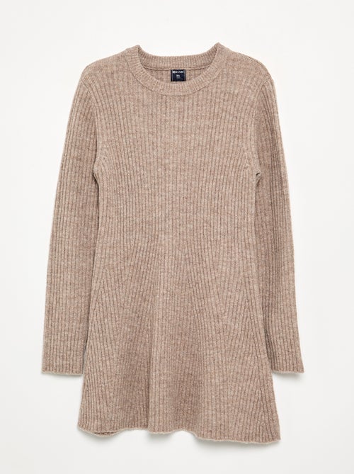 Robe en tricot côtelé à manches longues - Kiabi