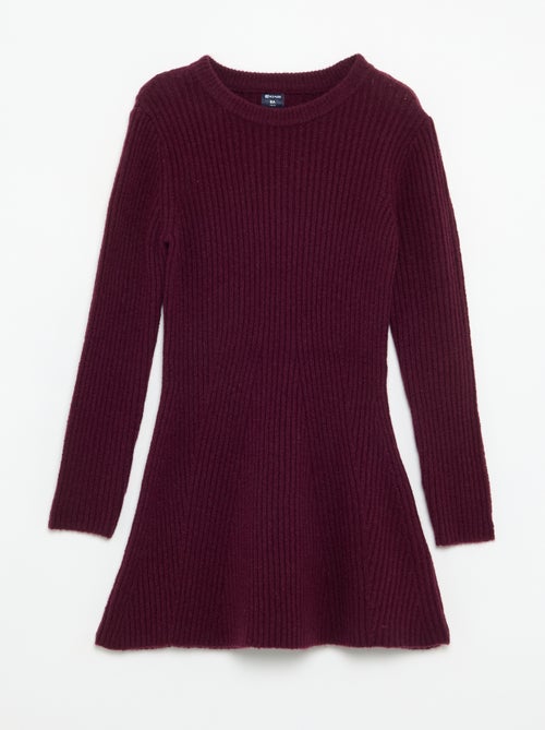Robe en tricot côtelé à manches longues - Kiabi