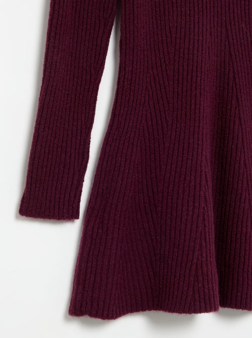 Robe en tricot côtelé à manches longues - Kiabi