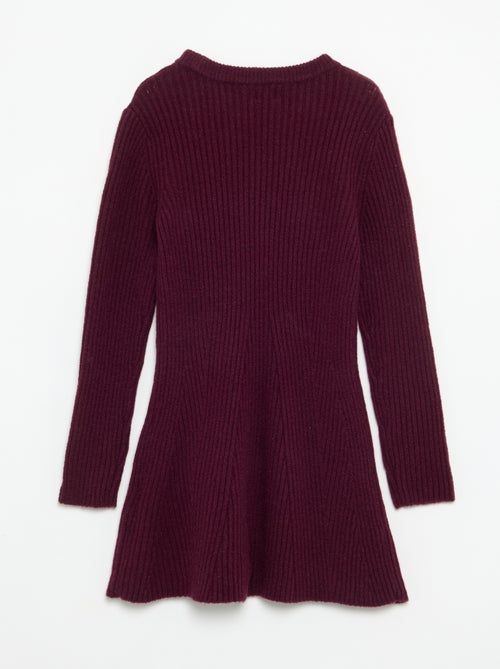 Robe en tricot côtelé à manches longues - Kiabi
