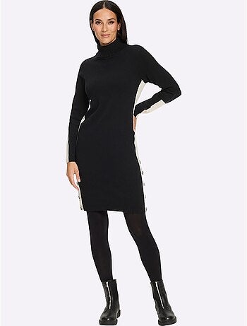 Robe En Tricot Détails Contrastés - Taille Standard - Helline