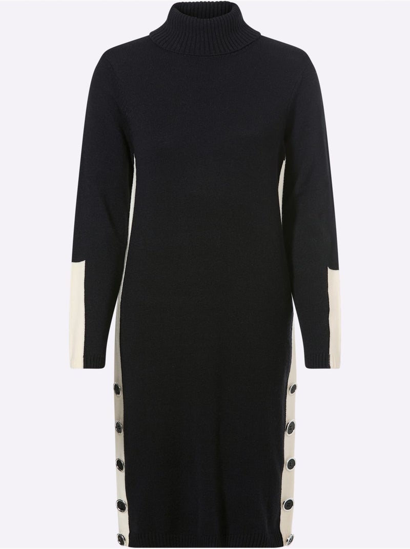 Robe En Tricot Détails Contrastés - Taille Standard - Helline Noir - Kiabi
