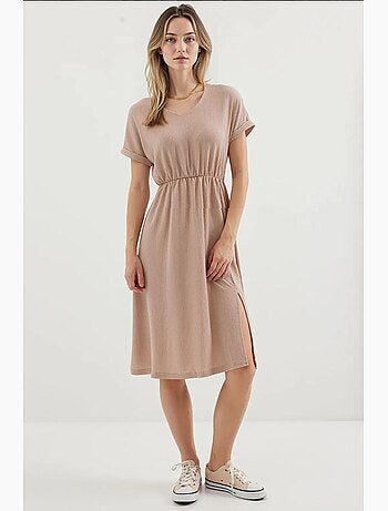 Robe en tricot fendue à col en v bdart