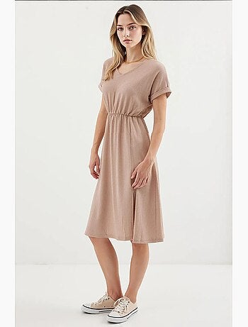 Robe en tricot fendue à col en v bdart