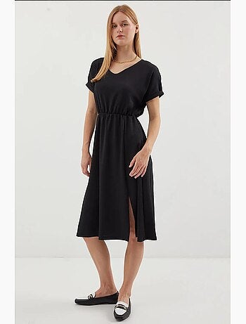 Robe en tricot fendue à col en v bdart