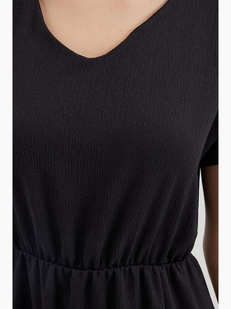 Robe en tricot fendue à col en v bdart Noir - Kiabi