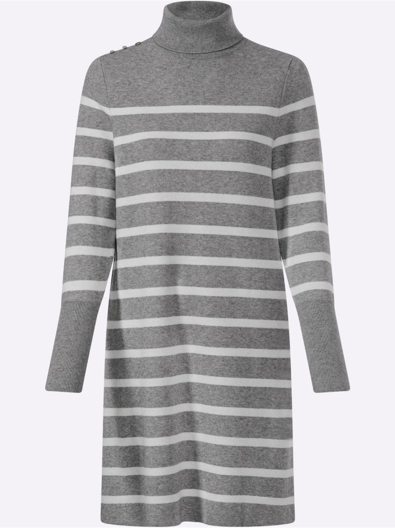 Robe en tricot jolies rayures - taille standard - helline Gris Ecru - Kiabi