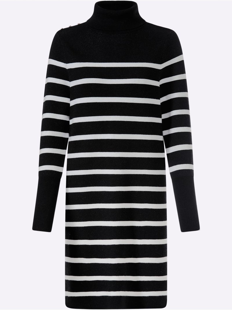 Robe en tricot jolies rayures - taille standard - helline Noir Ecru - Kiabi