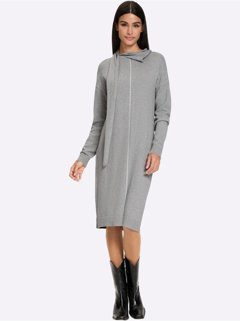 Robe en tricot livré avec l'écharpe - taille standard - helline Beige gris - Kiabi