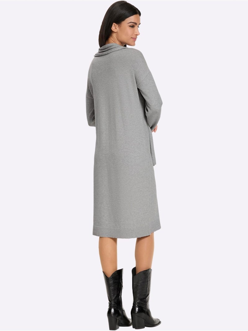 Robe en tricot livré avec l'écharpe - taille standard - helline Beige gris - Kiabi