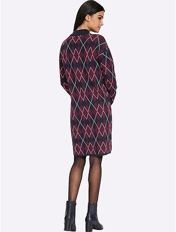 Robe en tricot motif à losanges affinant - taille standard - helline