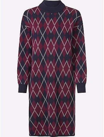 Robe en tricot motif à losanges affinant - taille standard - helline