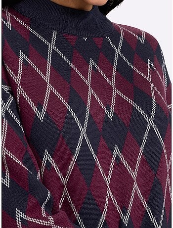 Robe en tricot motif à losanges affinant - taille standard - helline