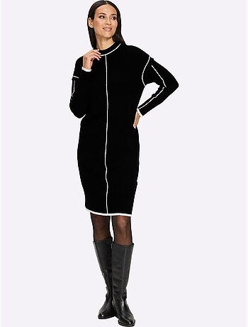 Robe en tricot passepoils contrastés tendance - taille standard - helline