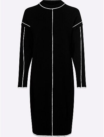Robe en tricot passepoils contrastés tendance - taille standard - helline