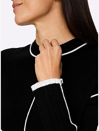Robe en tricot passepoils contrastés tendance - taille standard - helline