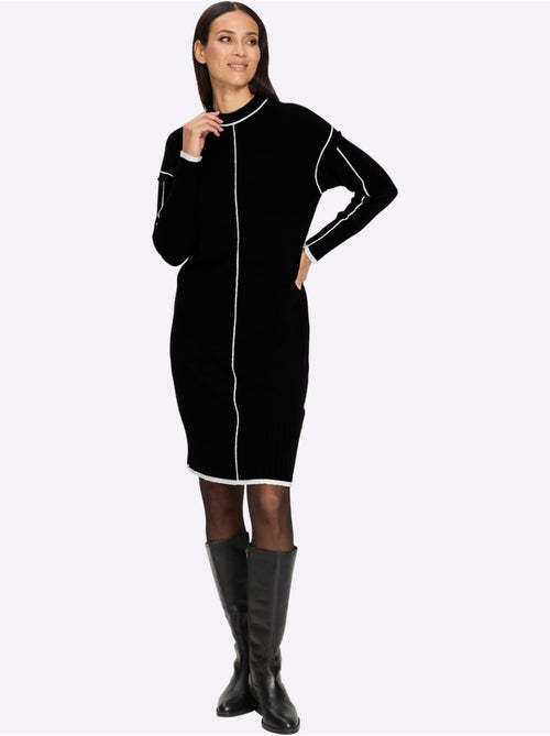 Robe en tricot passepoils contrastés tendance - taille standard - helline - Kiabi Robe en tricot passepoils contrastés tendance - taille standard - helline - Kiabi