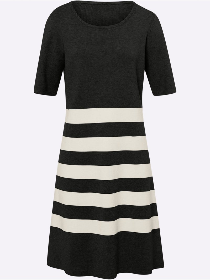 Robe En Tricot Robe En Jersey - Taille Standard - helline Noir Ecru - Kiabi