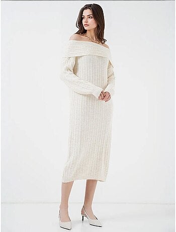 Robe en tricot surdimensionnée à épaules dénudées bdart