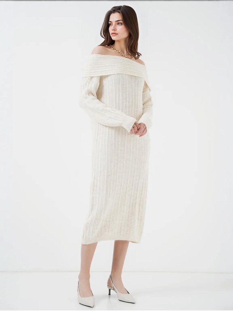 Robe en tricot surdimensionnée à épaules dénudées bdart Ivoire - Kiabi