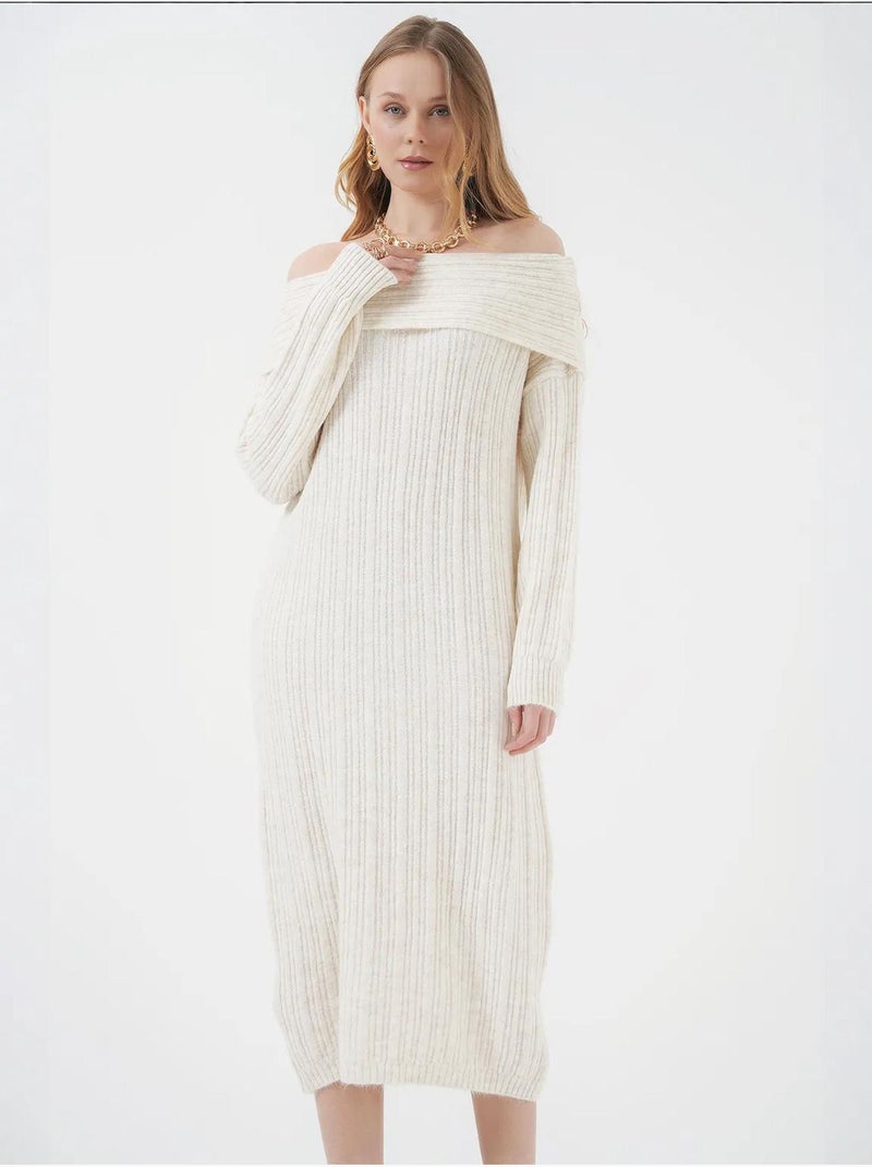 Robe en tricot surdimensionnée à épaules dénudées bdart Ivoire - Kiabi