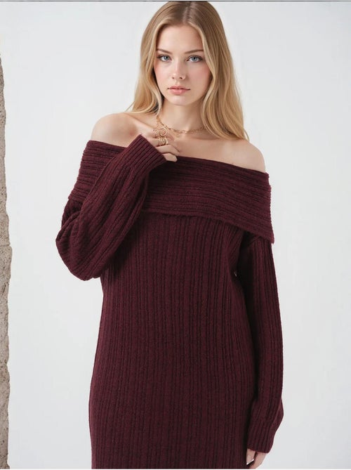 Robe en tricot surdimensionnée à épaules dénudées bdart - Kiabi