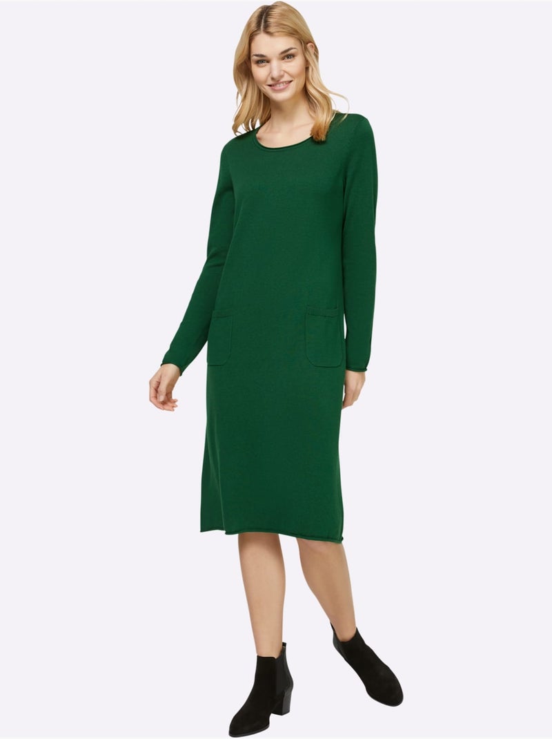 Robe En Tricot Tricot Affinant - Taille Standard - Helline Beige/Vert - Kiabi