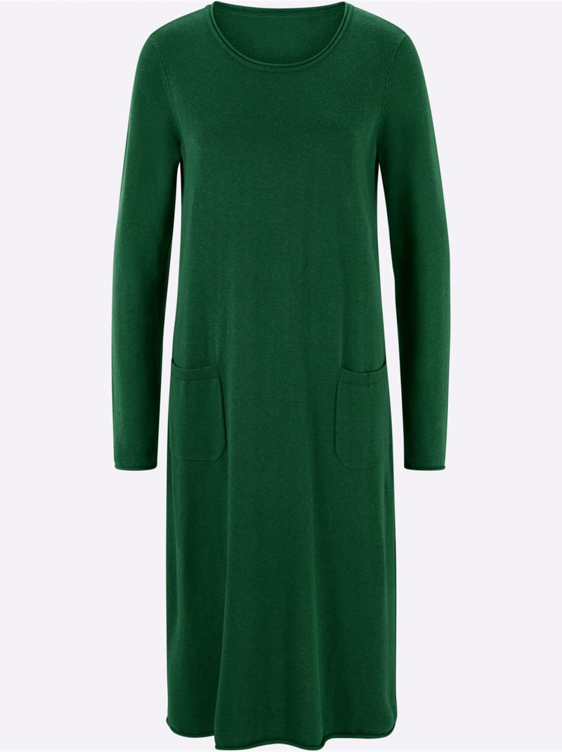 Robe En Tricot Tricot Affinant - Taille Standard - Helline Beige/Vert - Kiabi