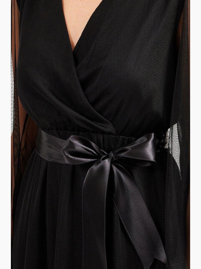 Robe en tulle à col cache-cœur bdart Noir - Kiabi