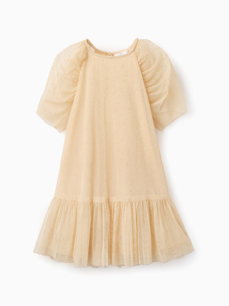Robe en Tulle à Paillettes Beige clair - Kiabi