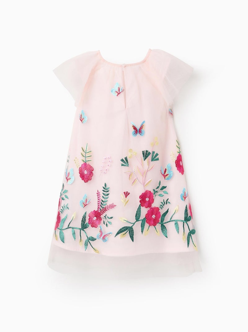 Robe en Tulle avec Broderies Colorées Rose clair - Kiabi
