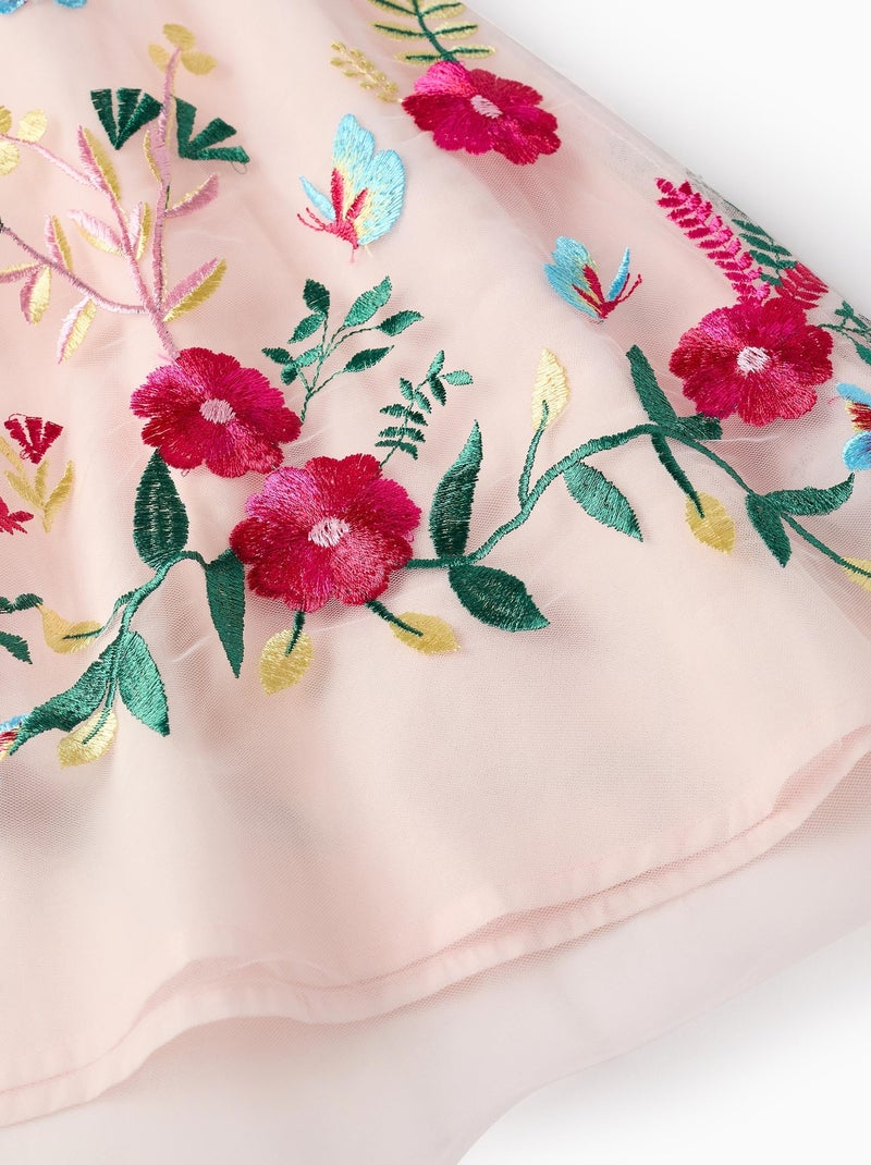 Robe en Tulle avec Broderies Colorées Rose clair - Kiabi