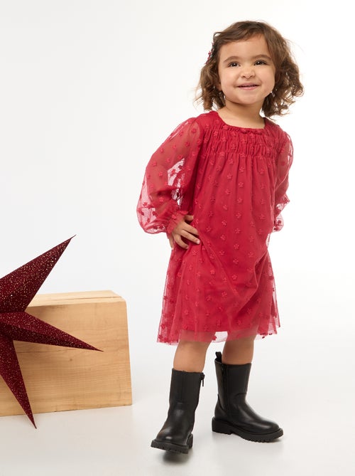 Robe en tulle avec broderies fleurs - Kiabi