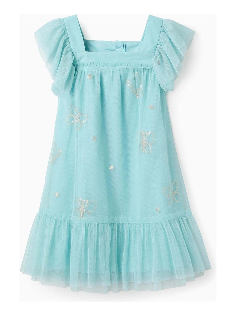 Robe en Tulle avec Papillons Bleu clair - Kiabi