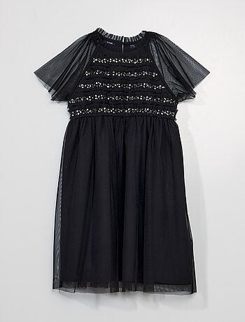 Robe noir classique de fête femme classique noir cintré & irisée
