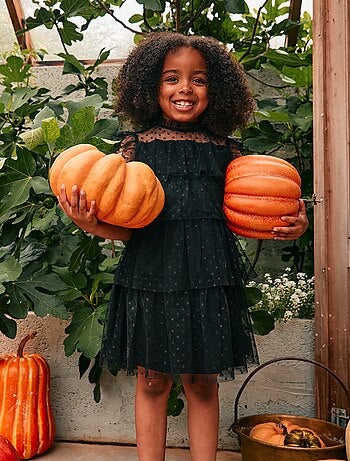 Robe en tulle avec volants et motif à pois 'Halloween'