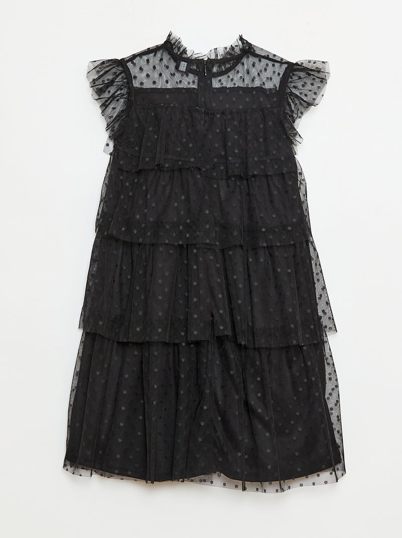 Robe en tulle avec volants et motif à pois 'Halloween' Noir - Kiabi