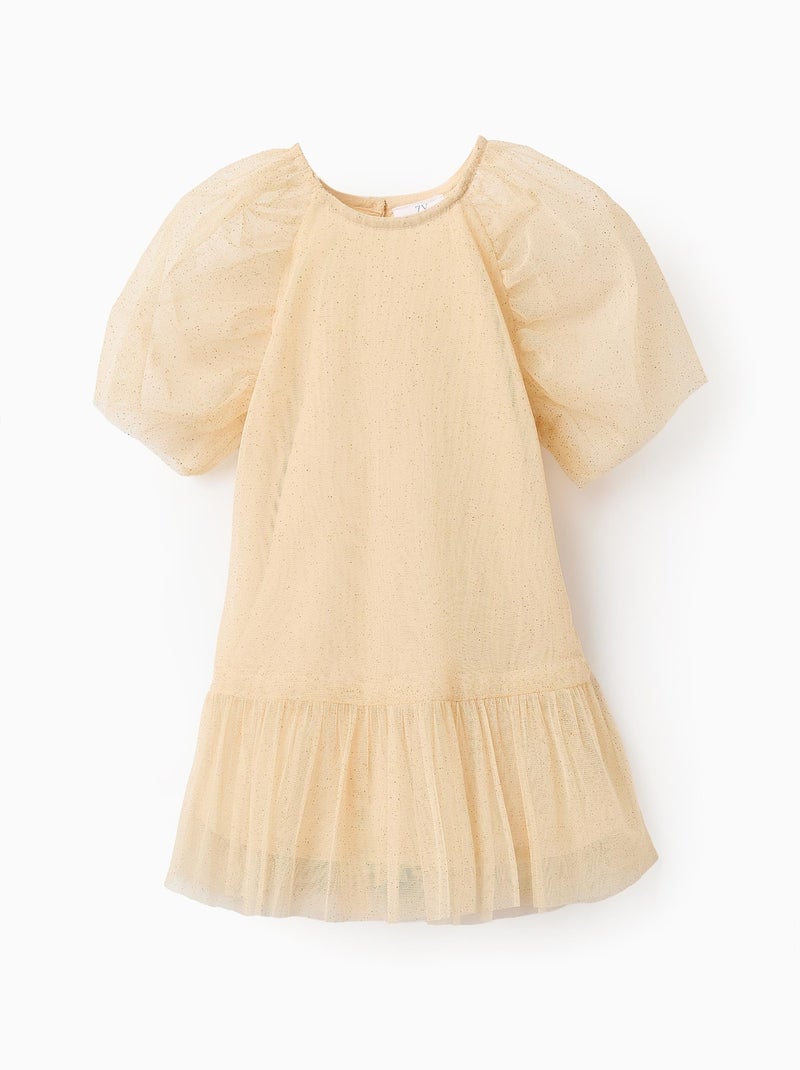 Robe en tulle ornée de paillettes Beige clair - Kiabi