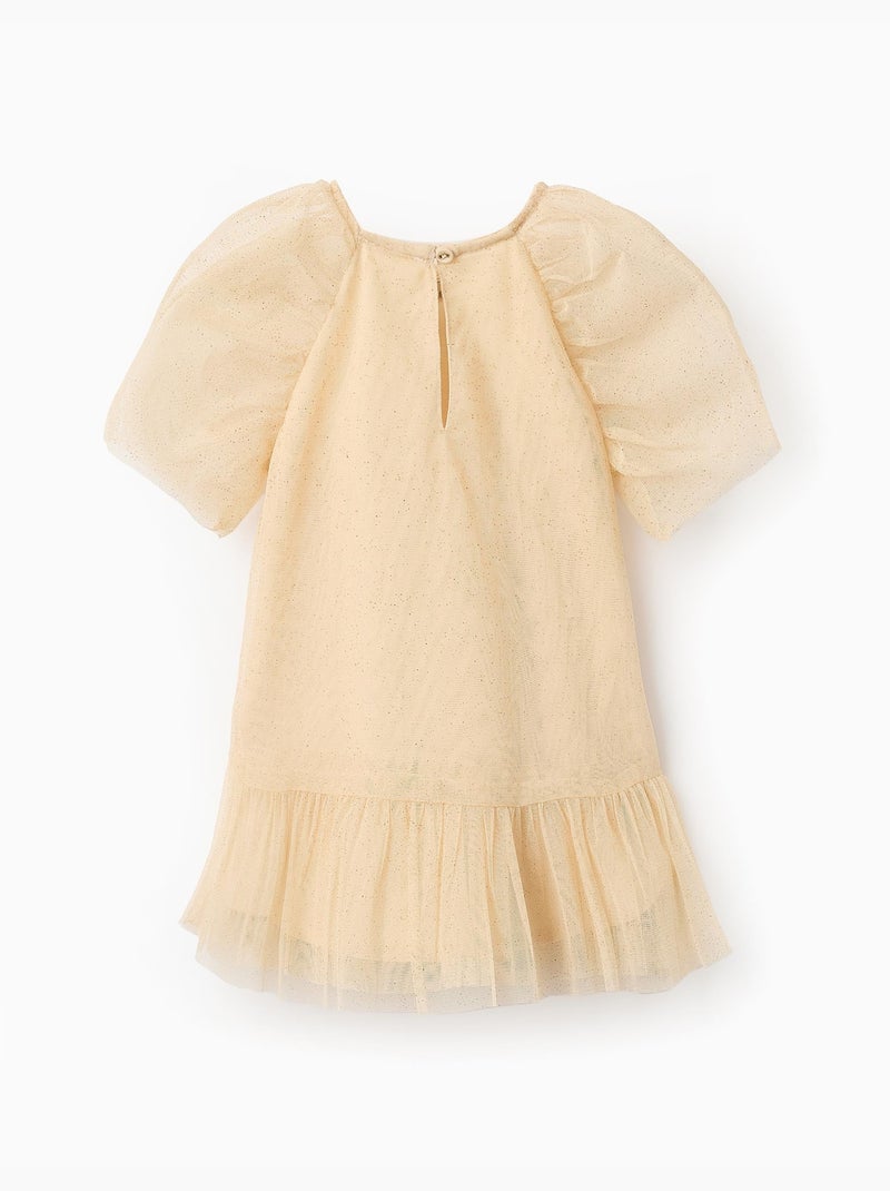 Robe en tulle ornée de paillettes Beige clair - Kiabi