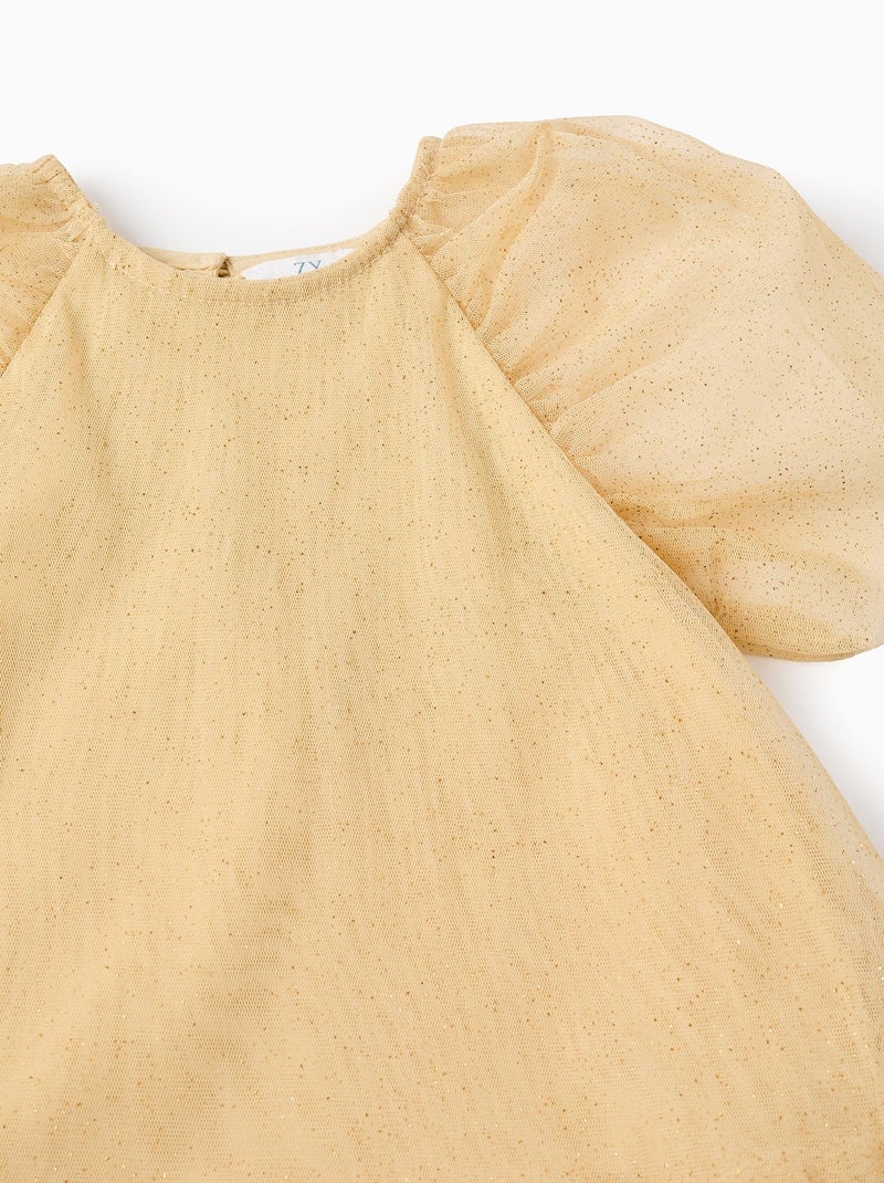 Robe en tulle ornée de paillettes Beige clair - Kiabi