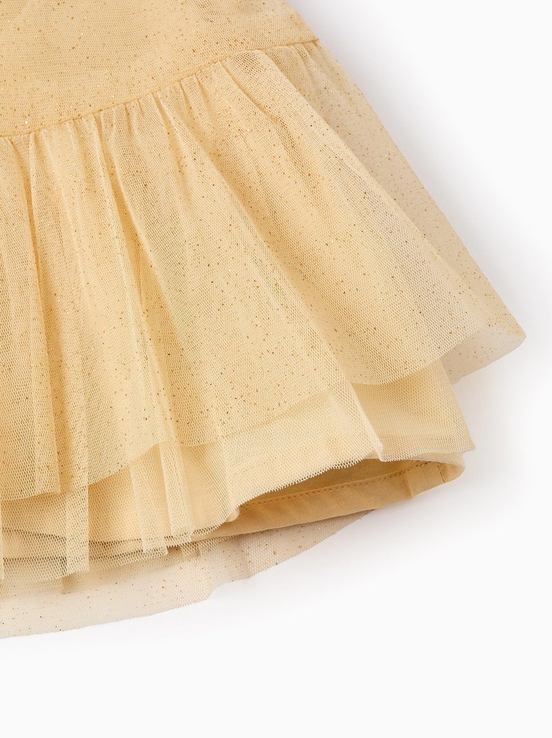 Robe en tulle ornée de paillettes Beige clair - Kiabi