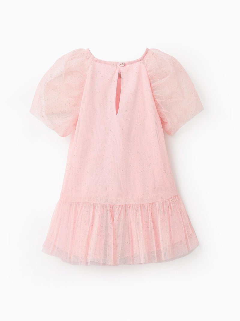 Robe en tulle ornée de paillettes Rose clair - Kiabi